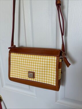 Dooney & Bourke Yellow Gingham Leather-Trim Crossbody